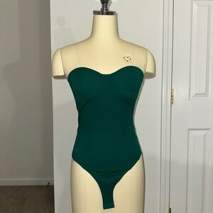 Forever 21 Emerald Green Strapless Bodysuit